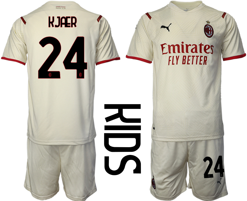Youth 2021-2022 Club AC Milan away cream #24 Soccer Jersey